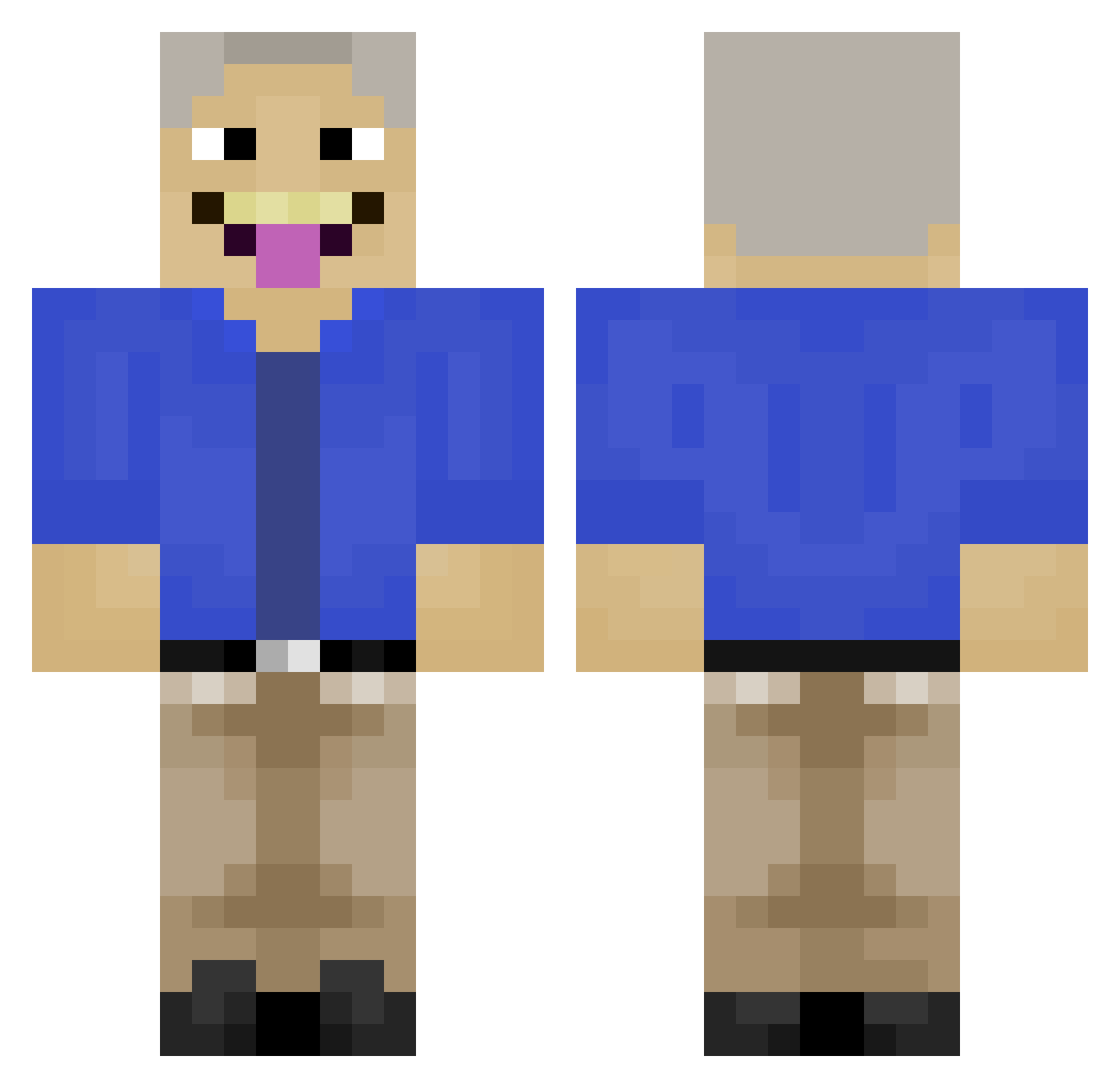 GyatSlurper Minecraft skin, front and back view