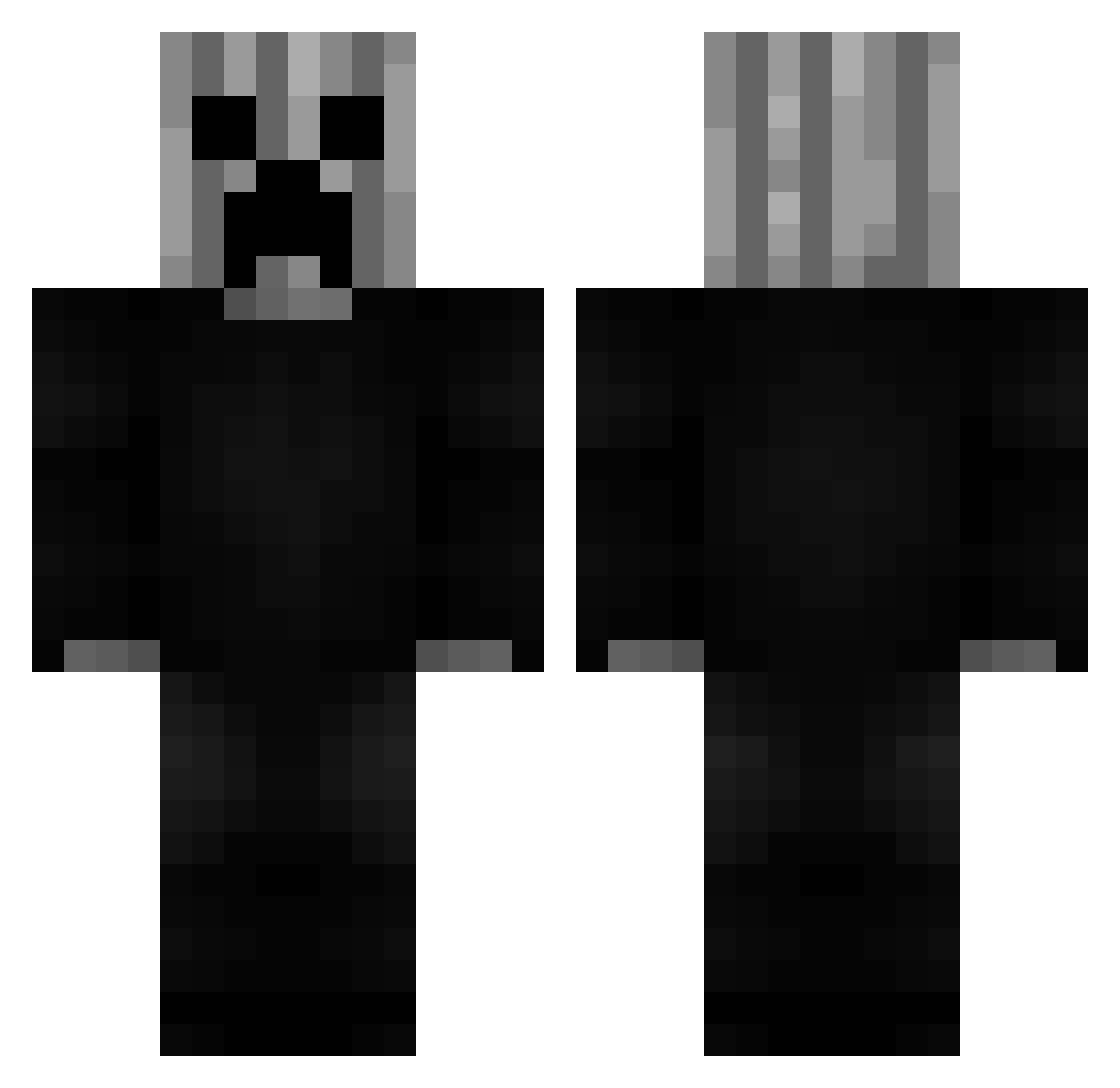 byeblack Minecraft skin, front and back view