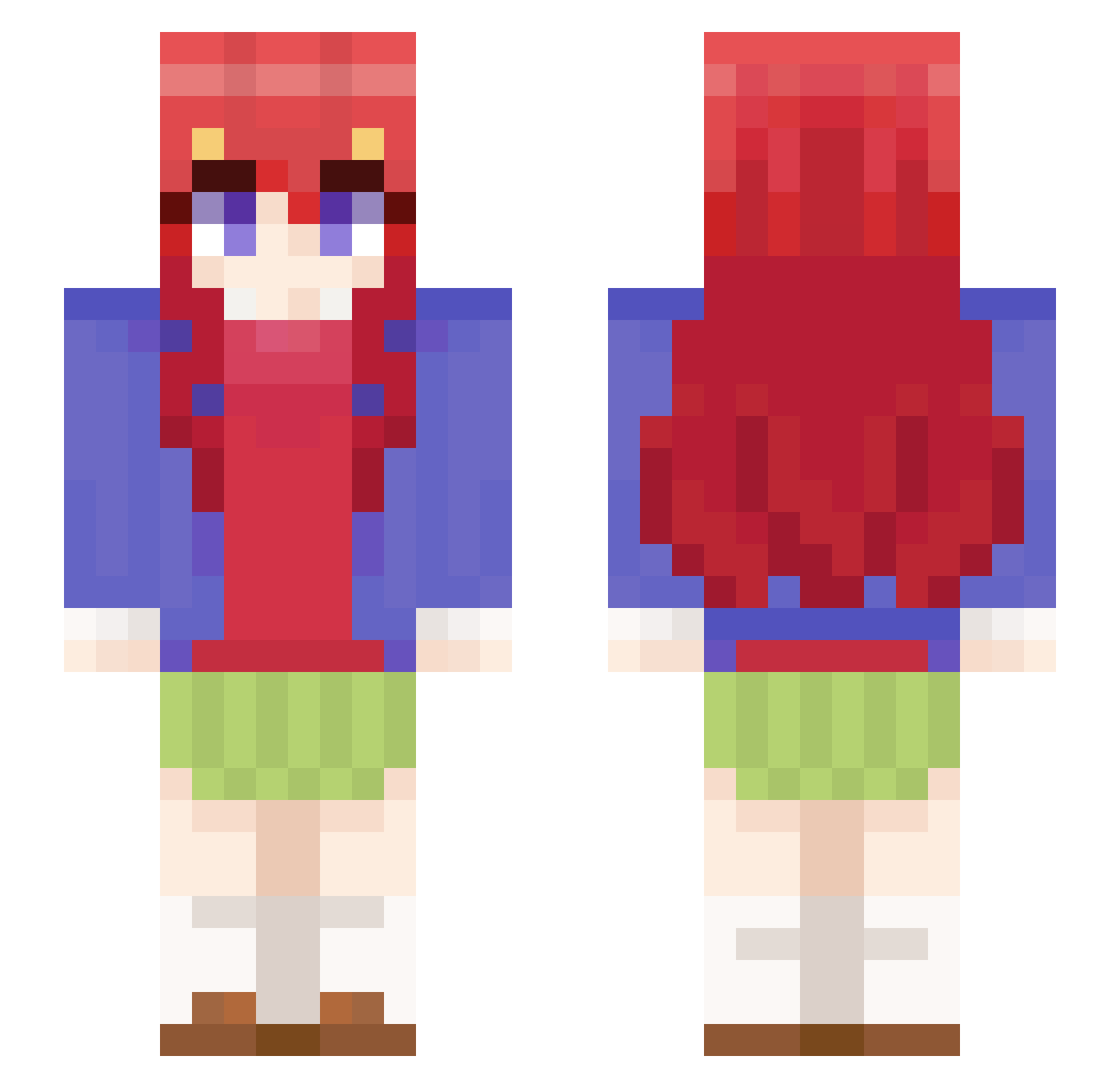 VaIkyos Minecraft skin, front and back view