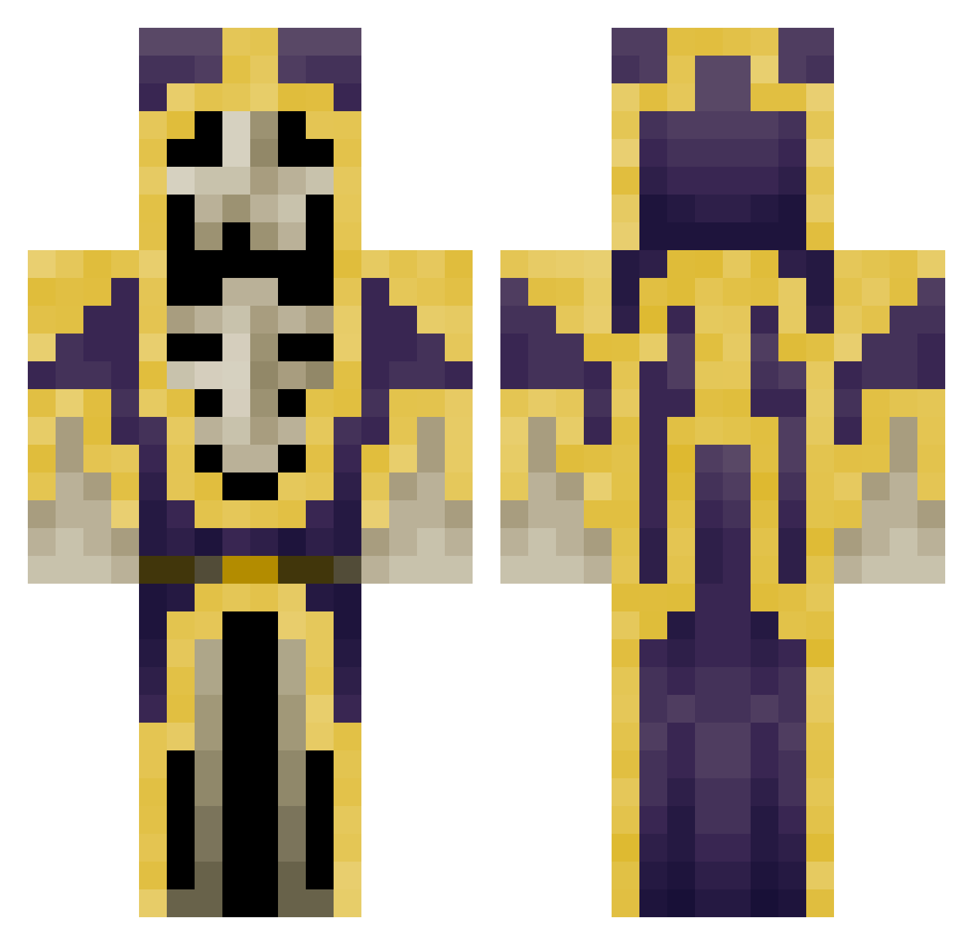 sekw Minecraft skin, front and back view