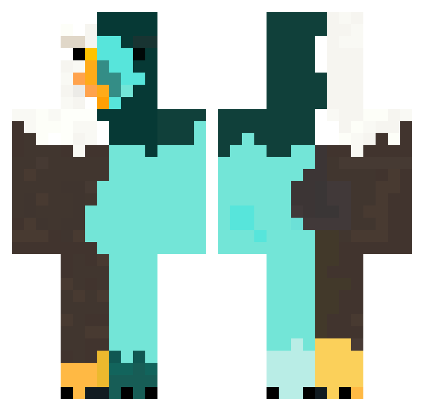 VoidEagleX Minecraft skin, front and back view
