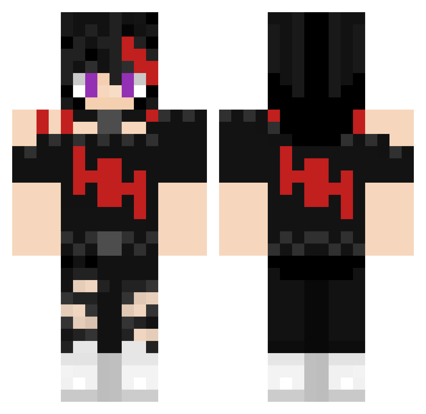 Darcmios Minecraft skin, front and back view
