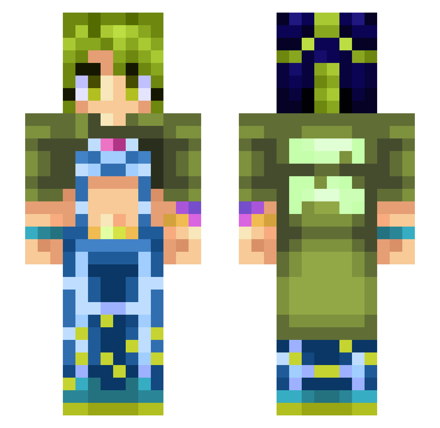 Ik3s Minecraft skin, front and back view