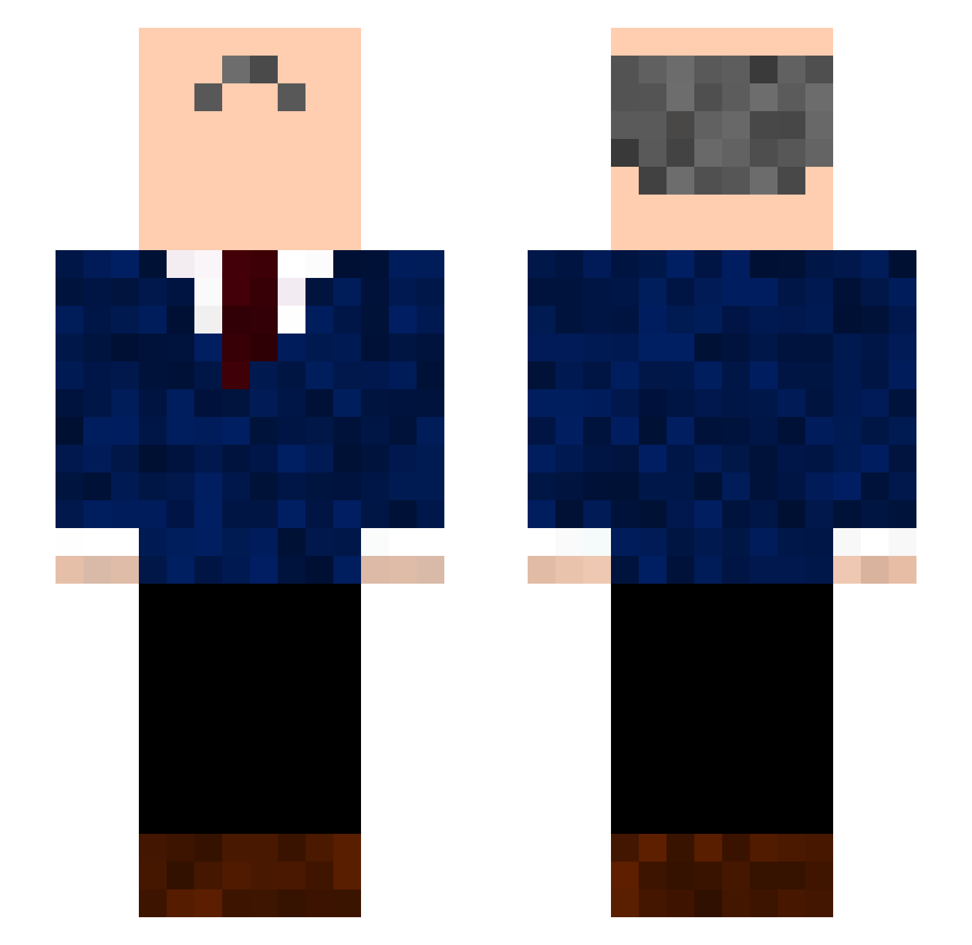 Reflowed Minecraft skin, front and back view