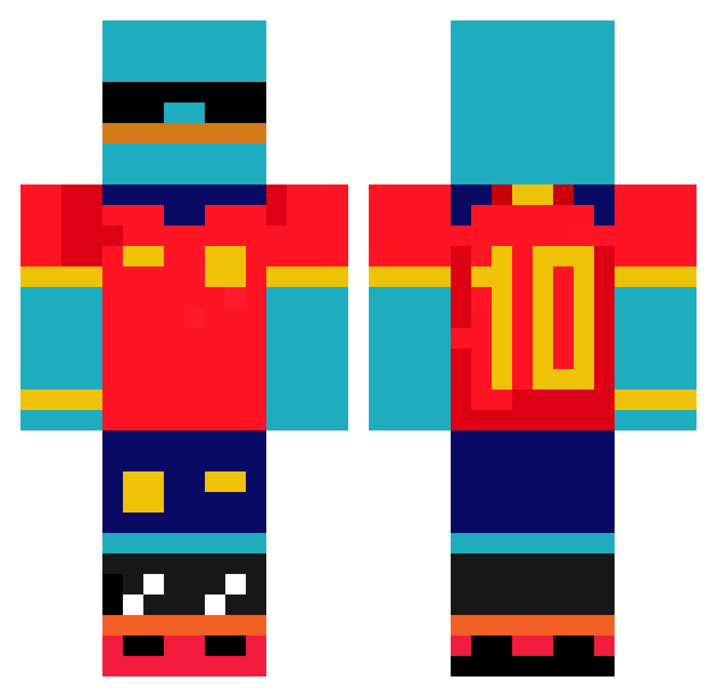 Paneke Minecraft skin, front and back view