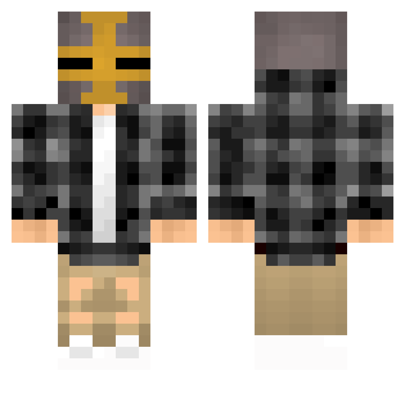 Jingl3s Minecraft skin, front and back view