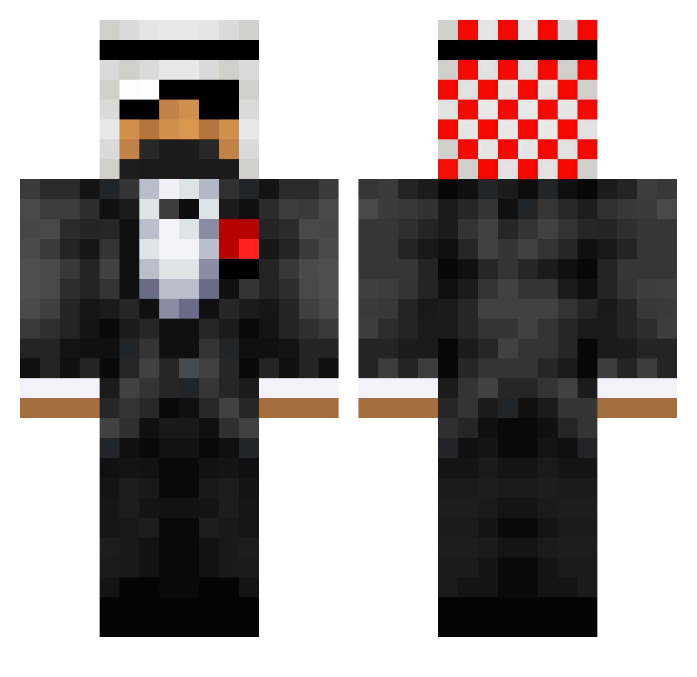 SkyCobra Minecraft skin, front and back view