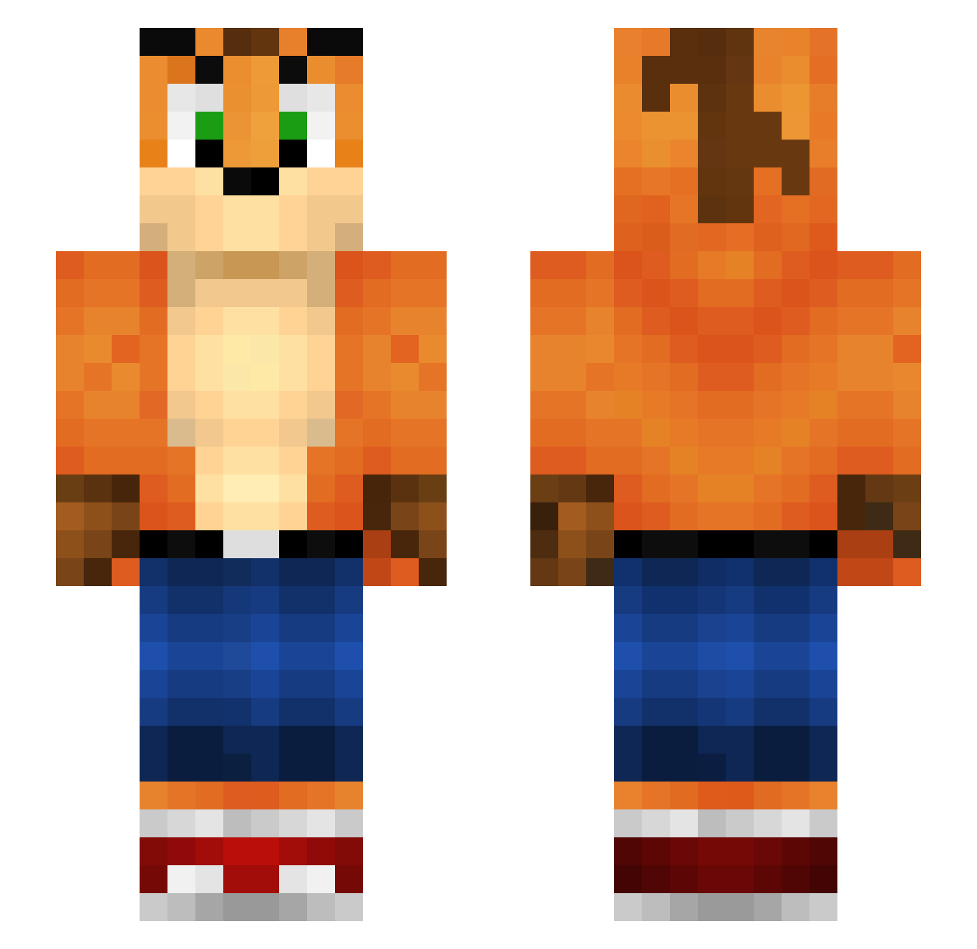 Tactical Minecraft skin, front and back view