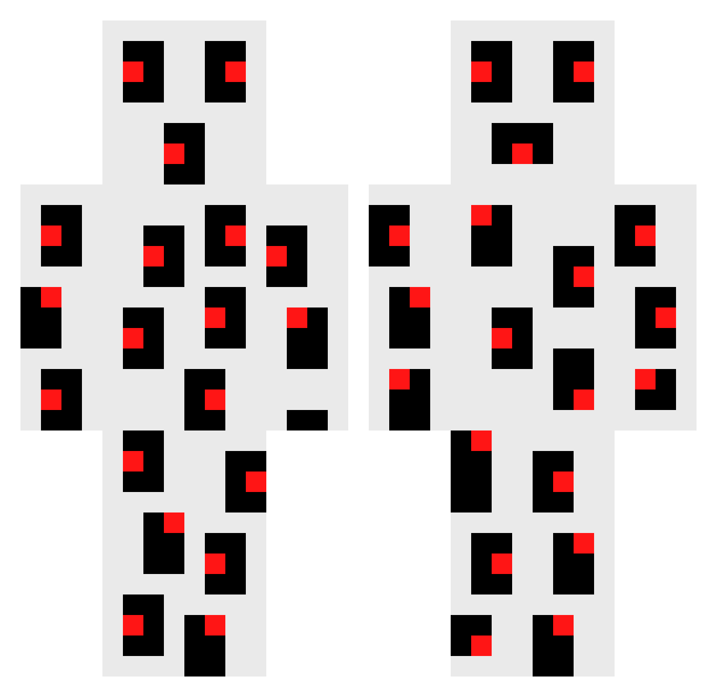 xanxp Minecraft skin, front and back view