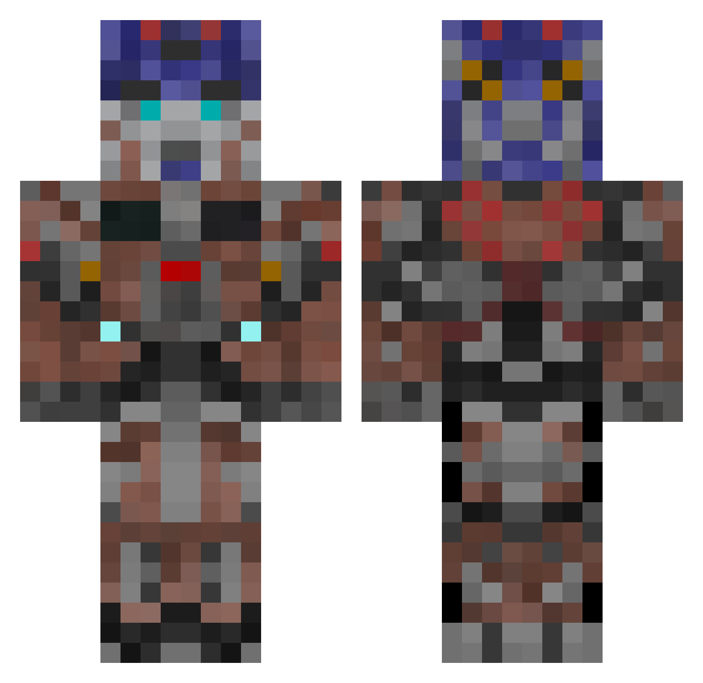 jessetwss Minecraft skin, front and back view