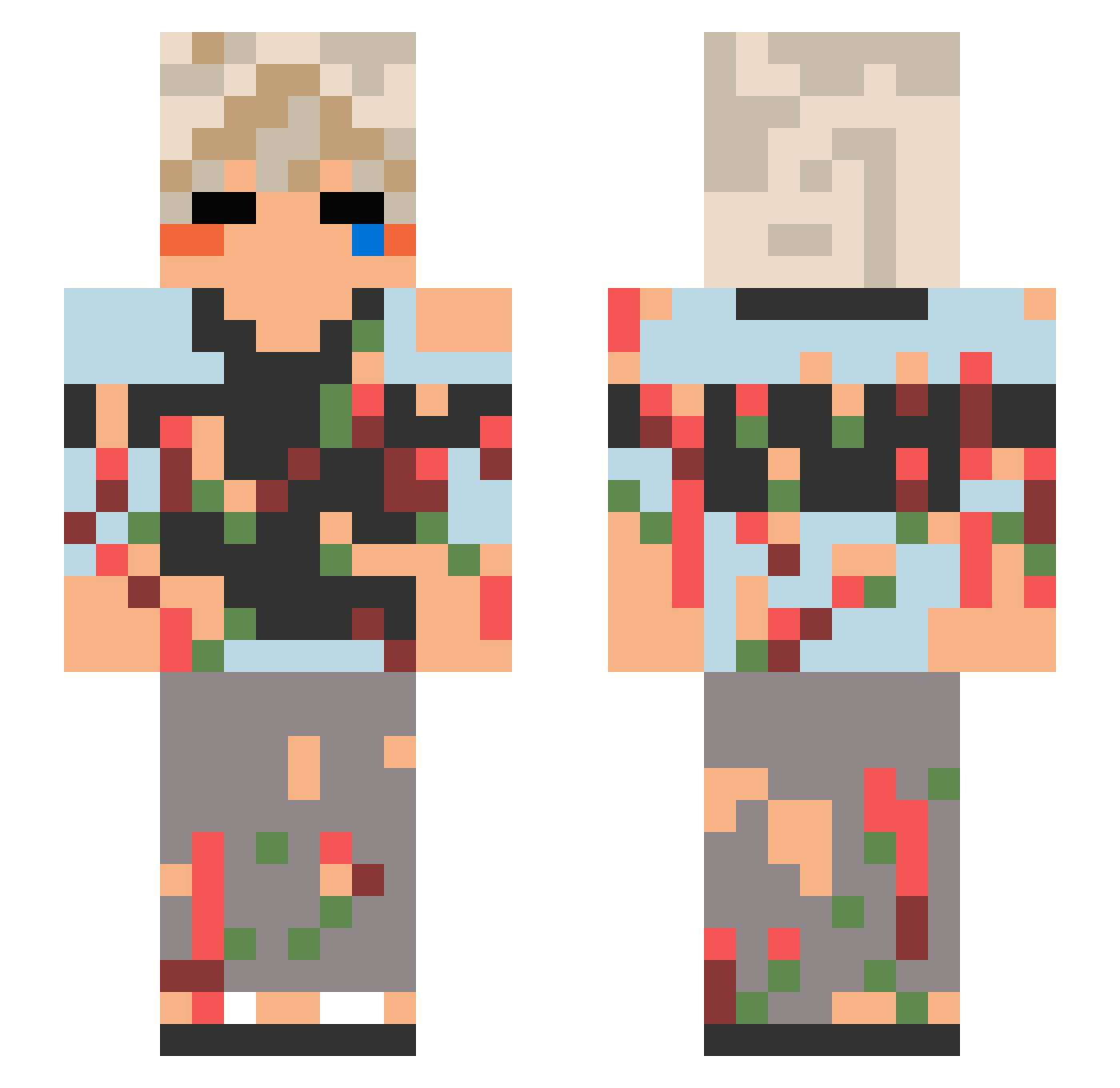 CreeqerDestroyer Minecraft skin, front and back view