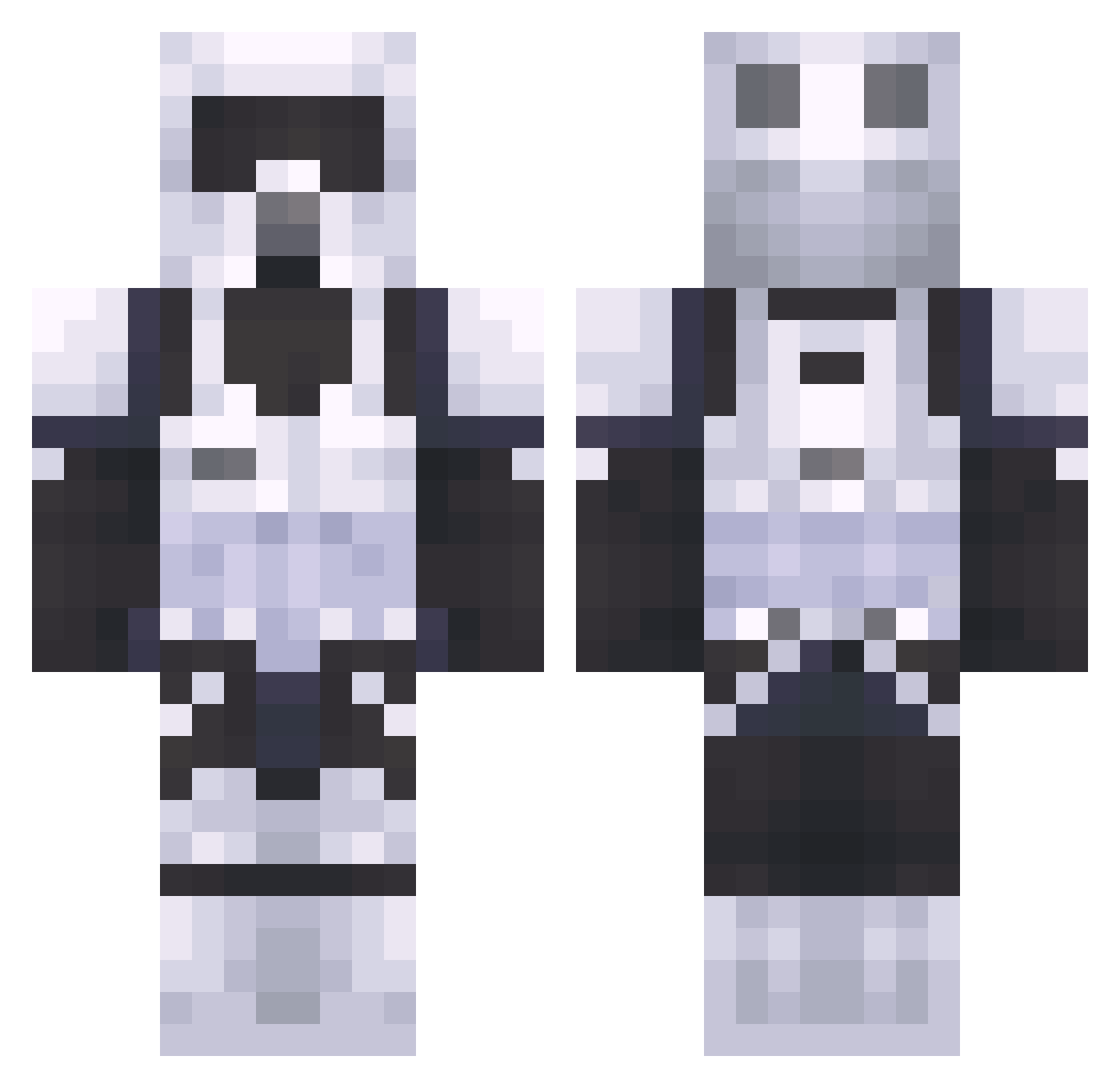 Gccber Minecraft skin, front and back view