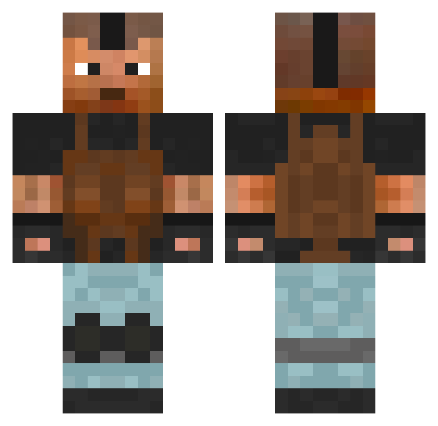 Nervously Minecraft skin, front and back view