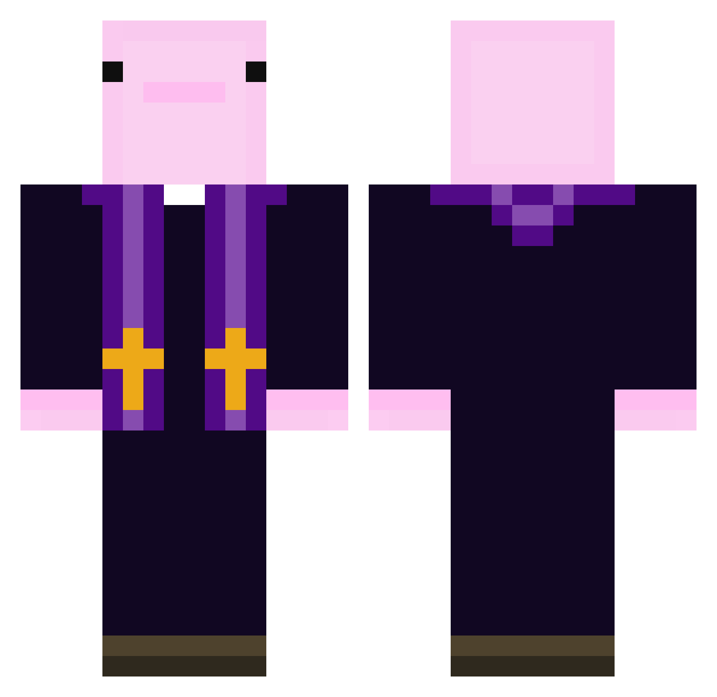 OllieWorm_ Minecraft skin, front and back view