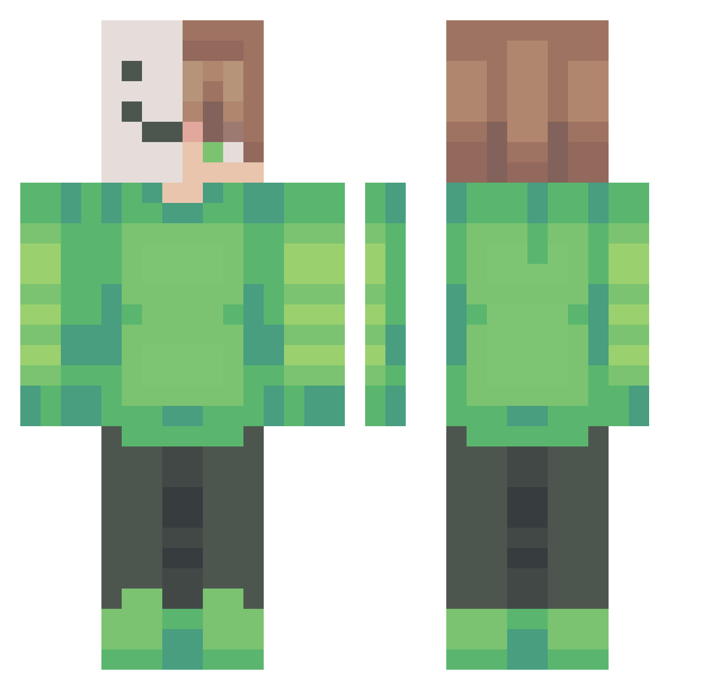 Petteh Minecraft skin, front and back view