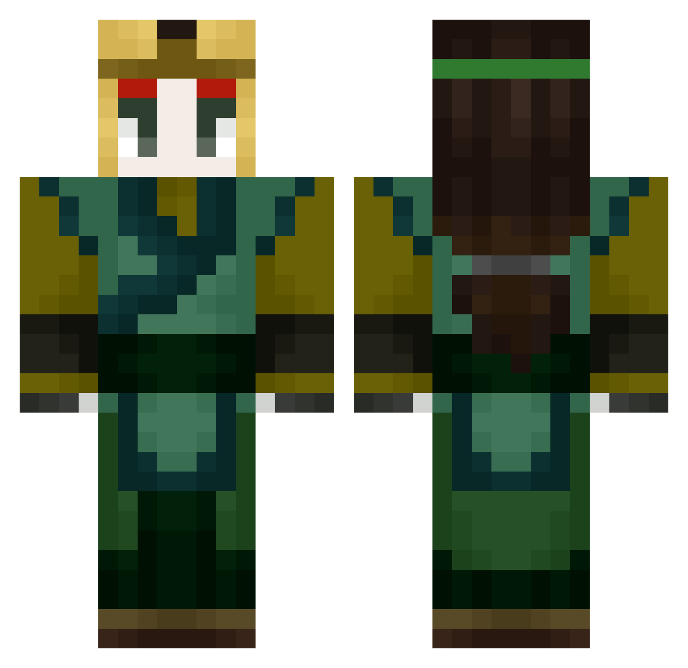 Zinysh Minecraft skin, front and back view