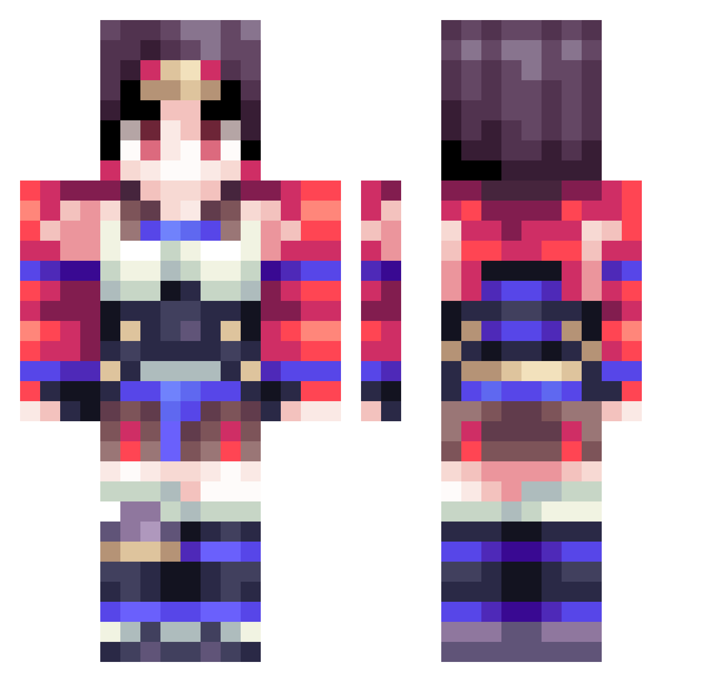 Mumei_Ikoma Minecraft skin, front and back view