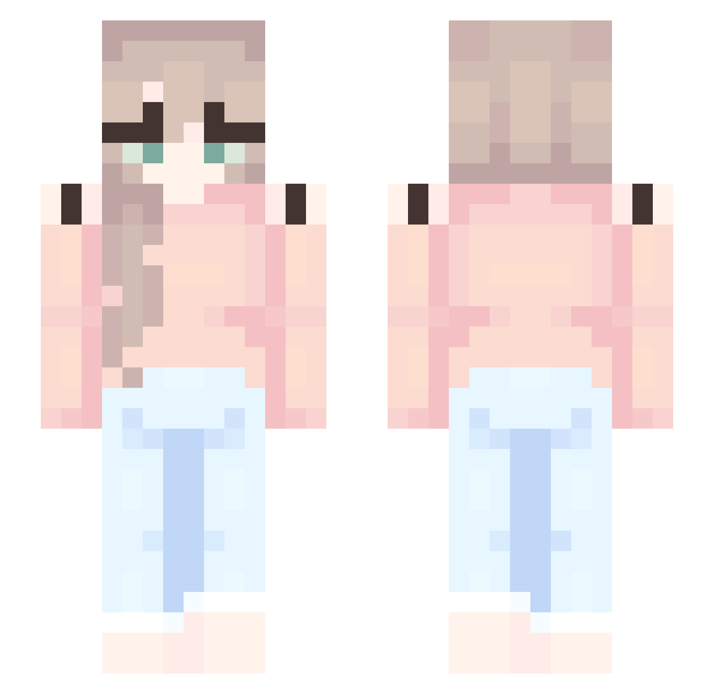 iiData Minecraft skin, front and back view