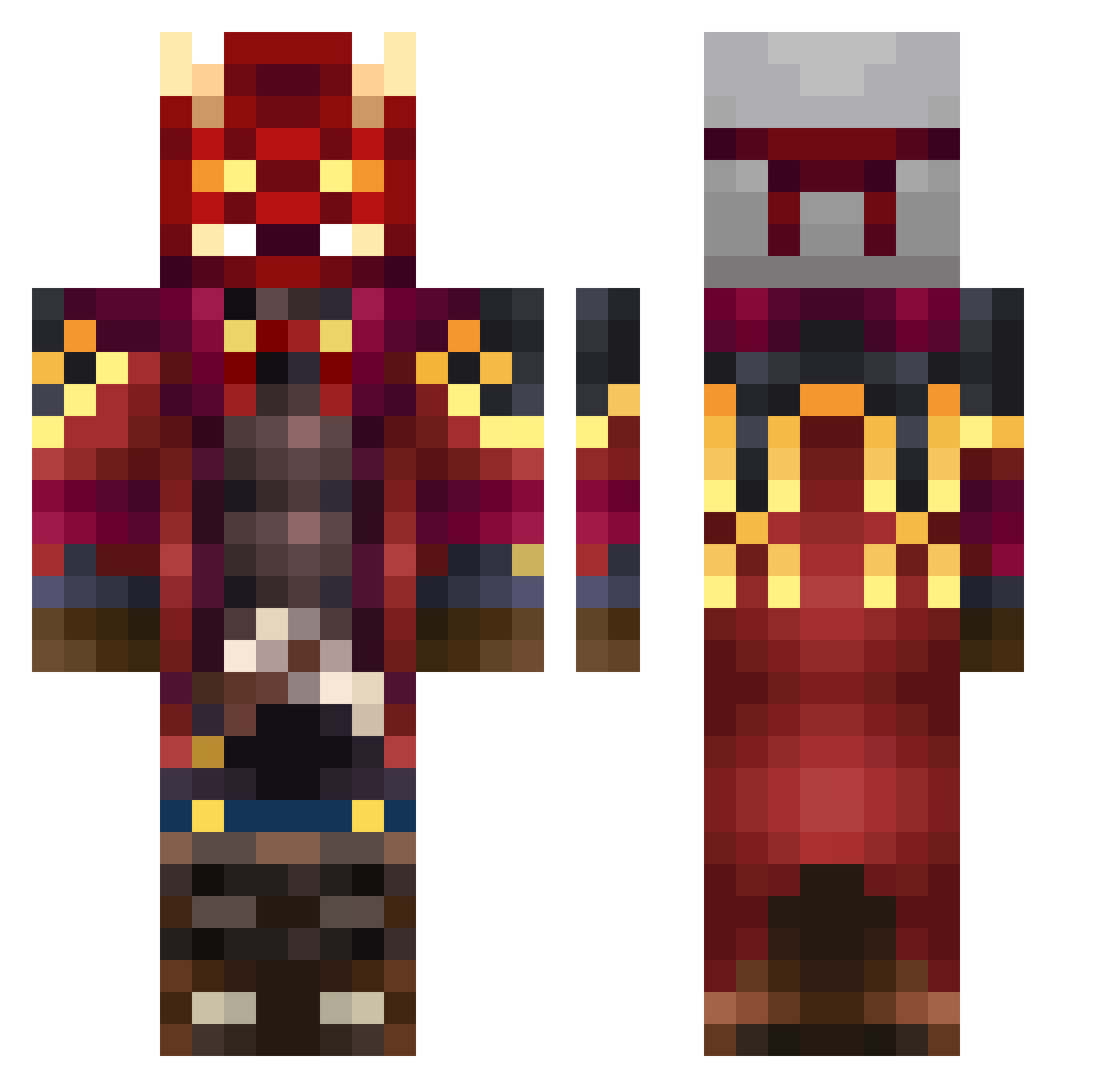 RedHuckleberrey Minecraft skin, front and back view