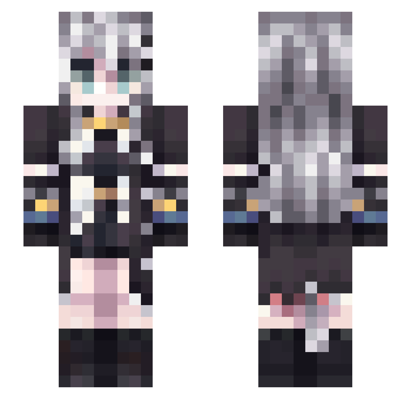 Midnight_xX Minecraft skin, front and back view
