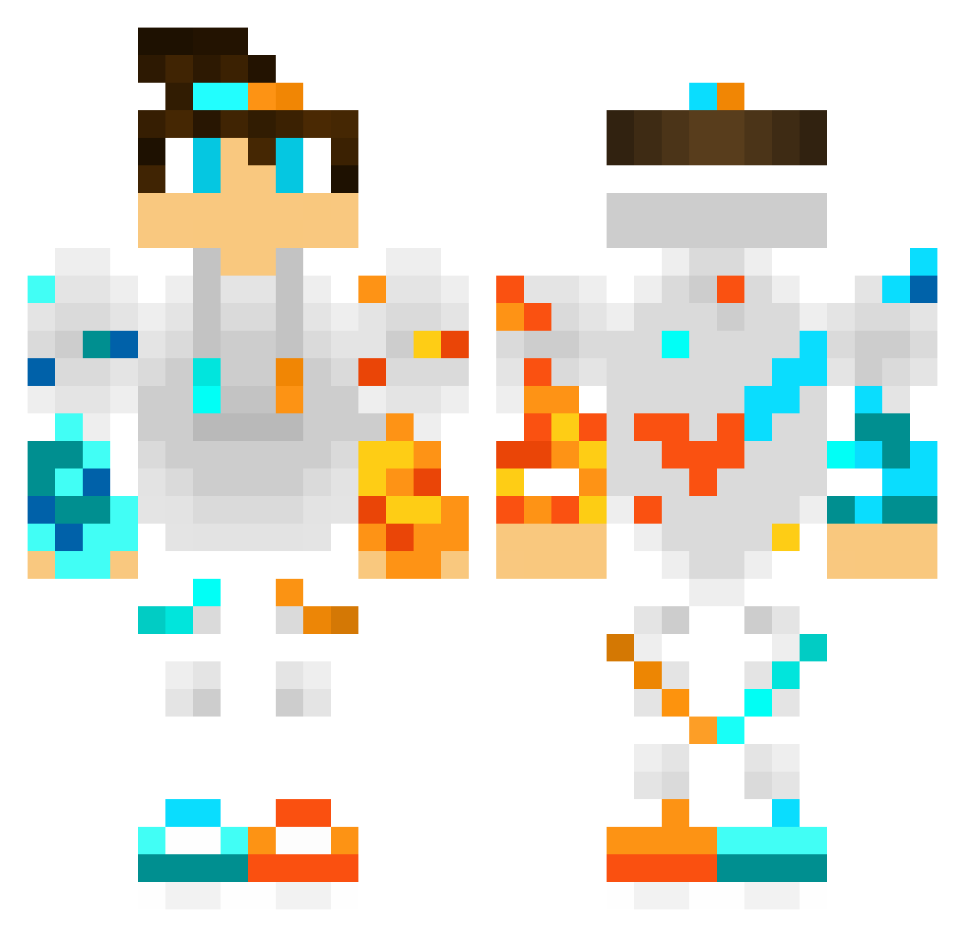 Trikkz Minecraft skin, front and back view