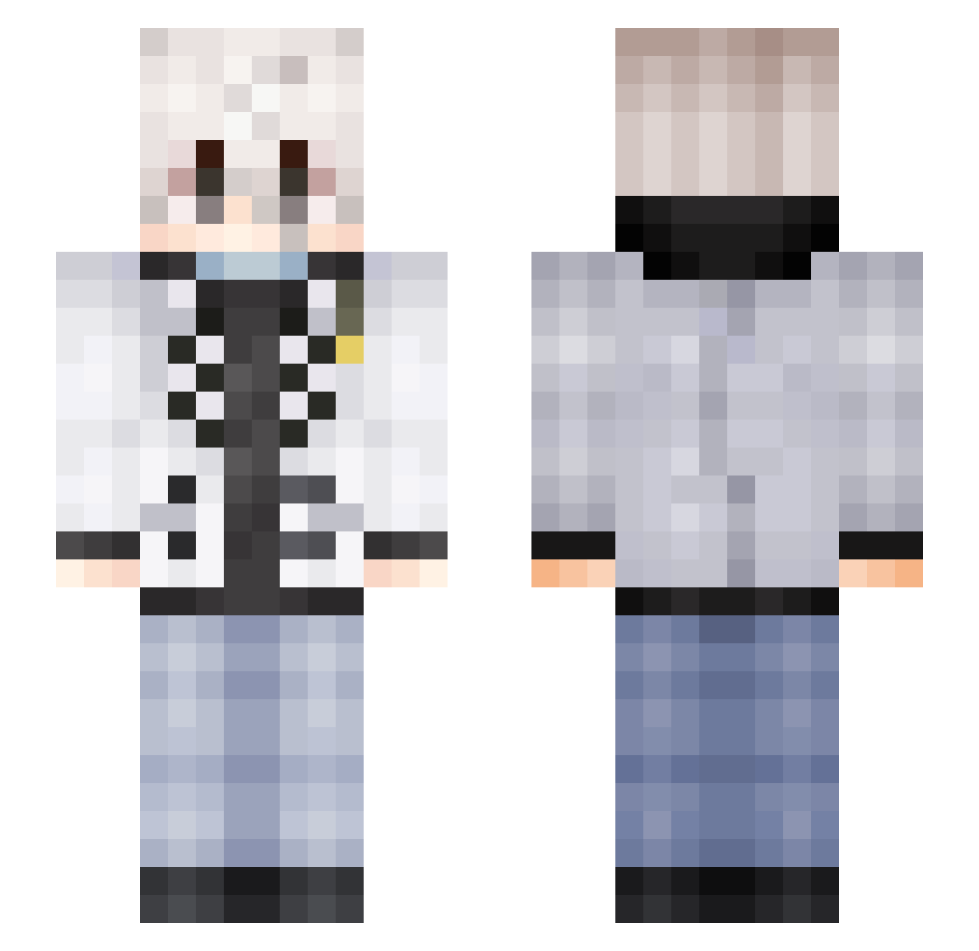 ScaredIcy Minecraft skin, front and back view