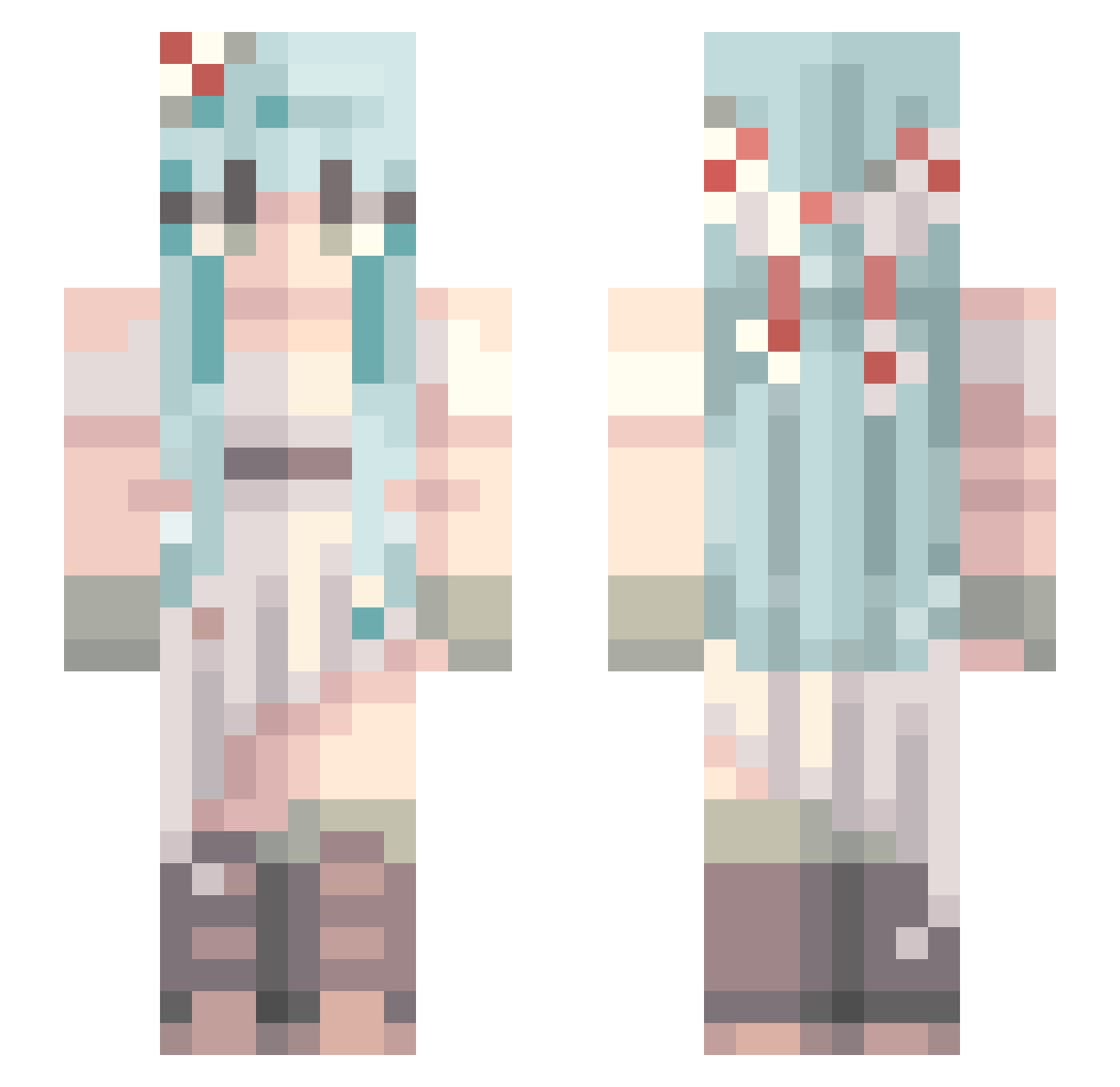 w3irdp3rson Minecraft skin, front and back view