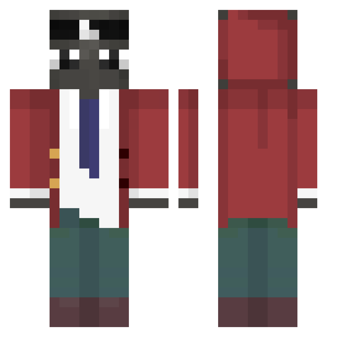 Bschlessgunzie8 Minecraft skin, front and back view