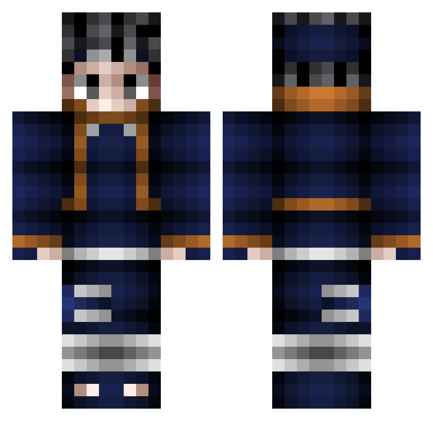 Twicer Minecraft skin, front and back view