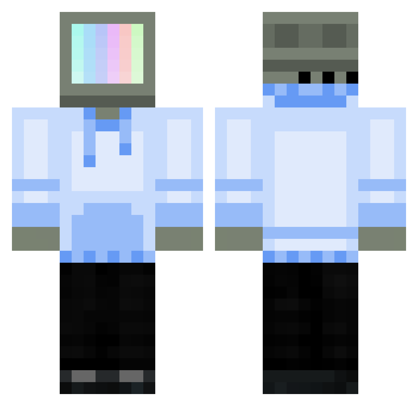 TVOOO Minecraft skin, front and back view