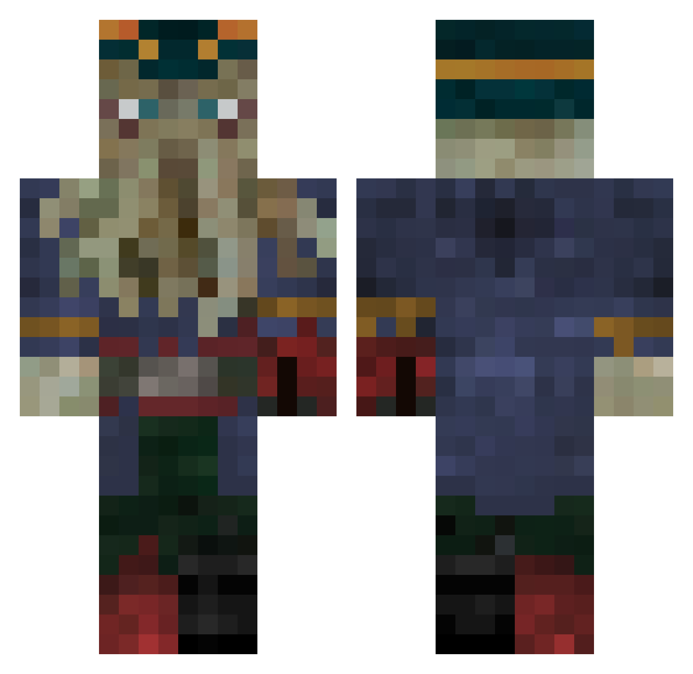 nerabets Minecraft skin, front and back view
