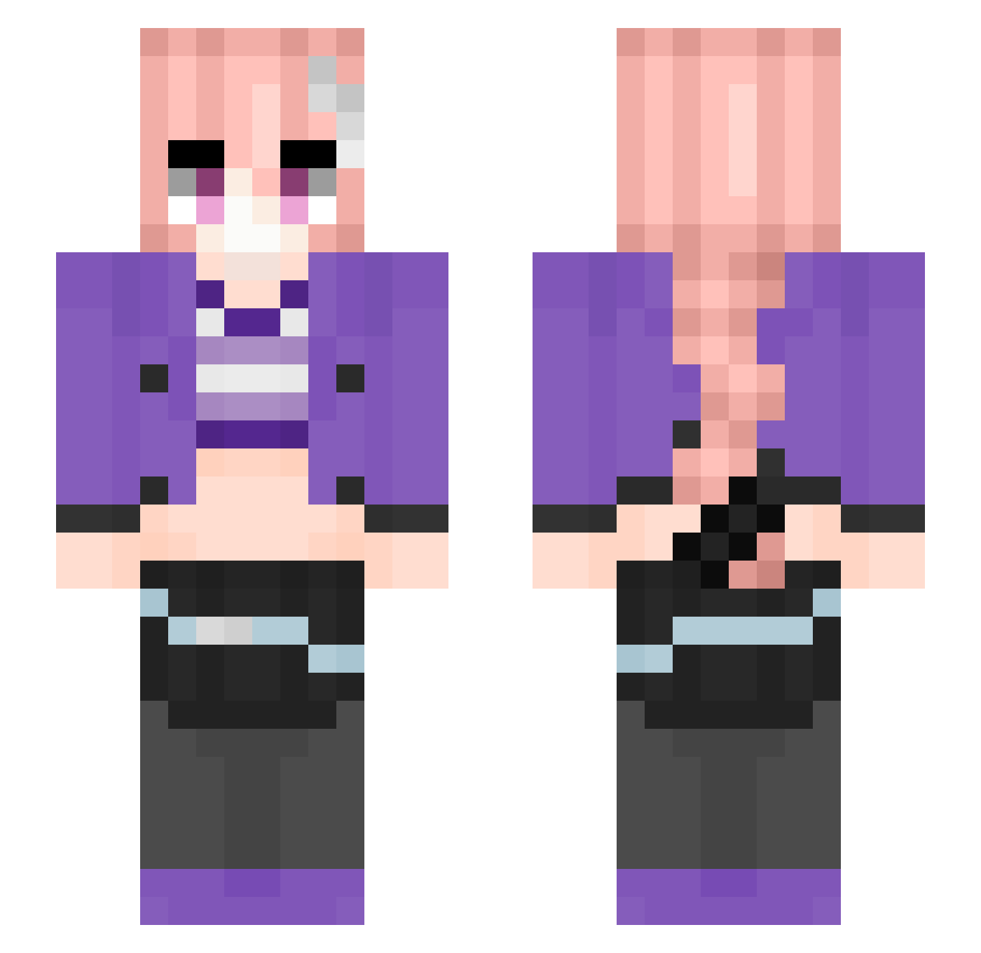 NipFey Minecraft skin, front and back view