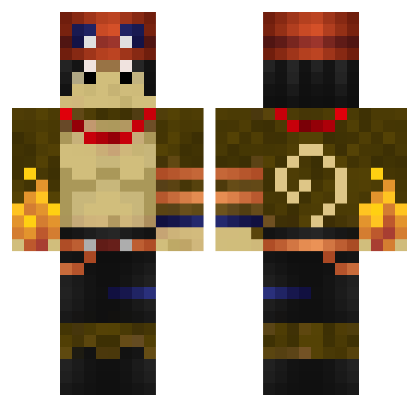 Unflowerer Minecraft skin, front and back view