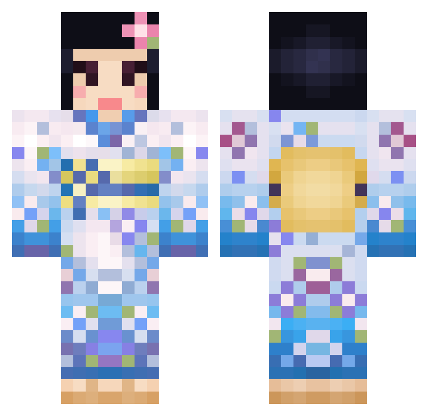 Soka Minecraft skin, front and back view