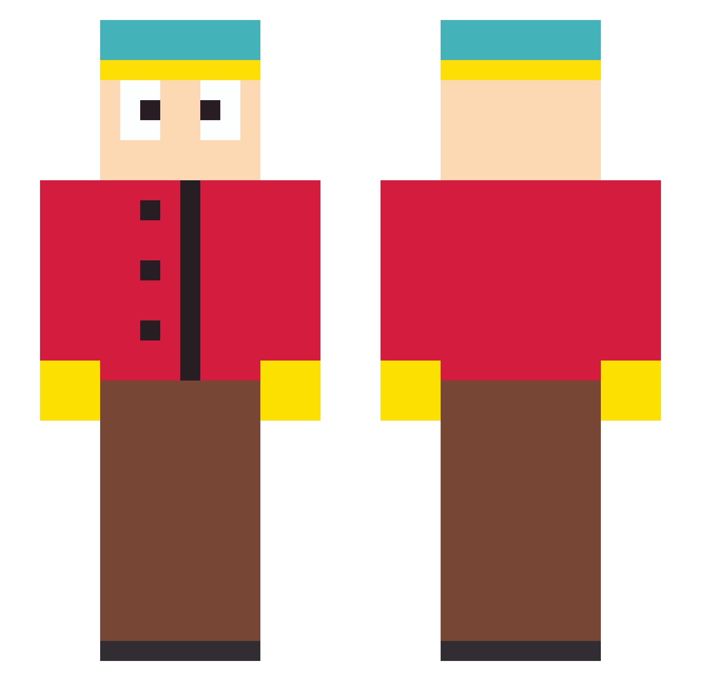 Kekodimeko Minecraft skin, front and back view
