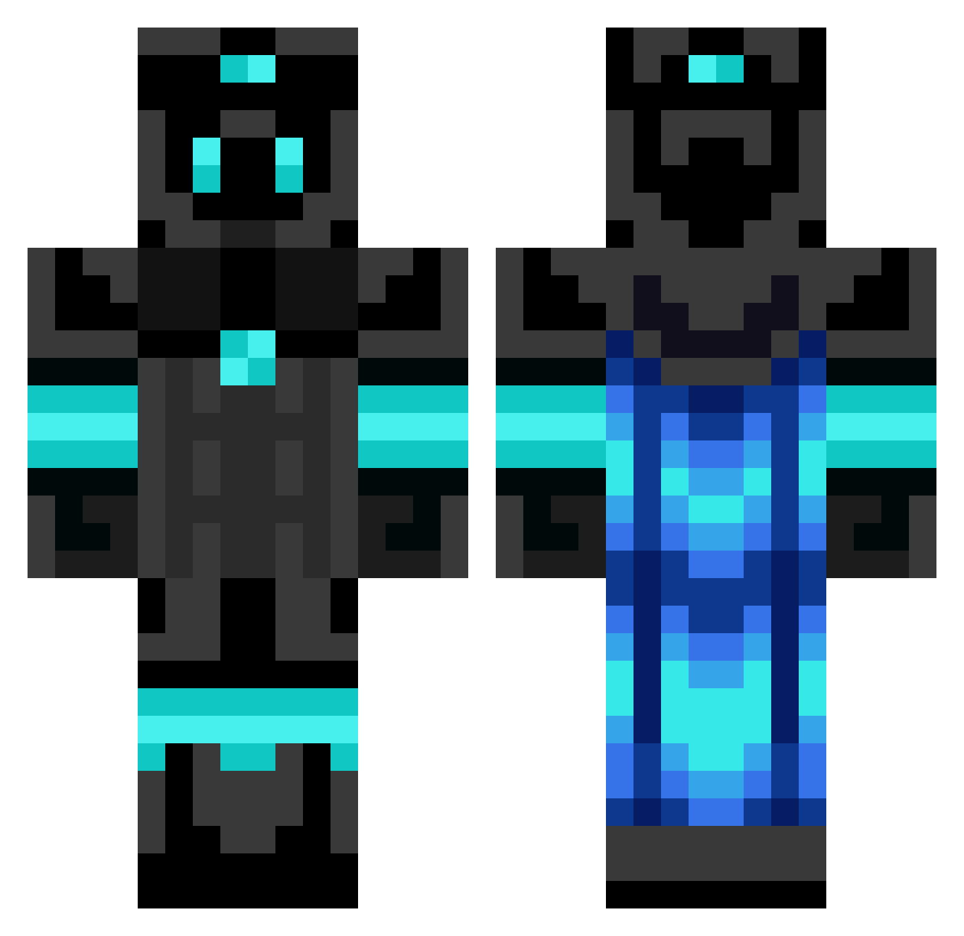 PhazonZero Minecraft skin, front and back view