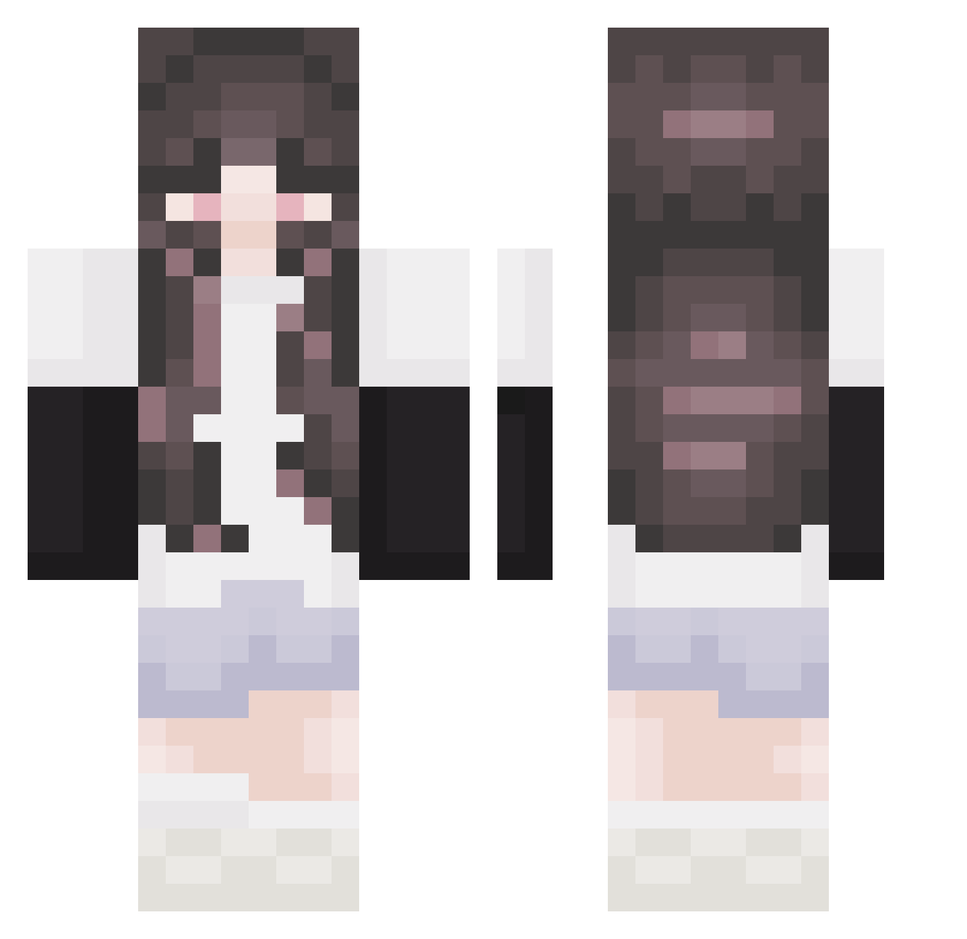 etern7l Minecraft skin, front and back view