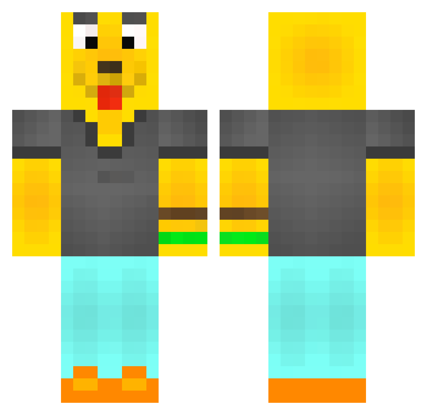 BuckRuffler Minecraft skin, front and back view