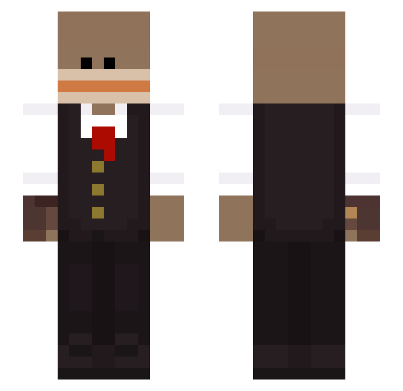 Kleider Minecraft skin, front and back view