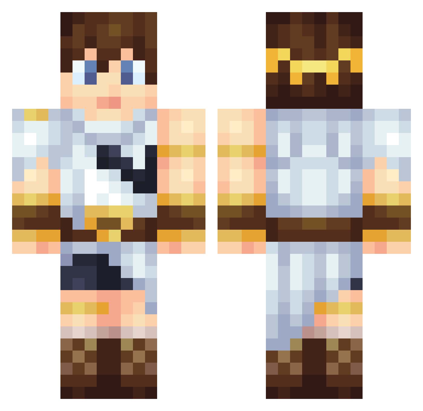 Hedonic Minecraft skin, front and back view