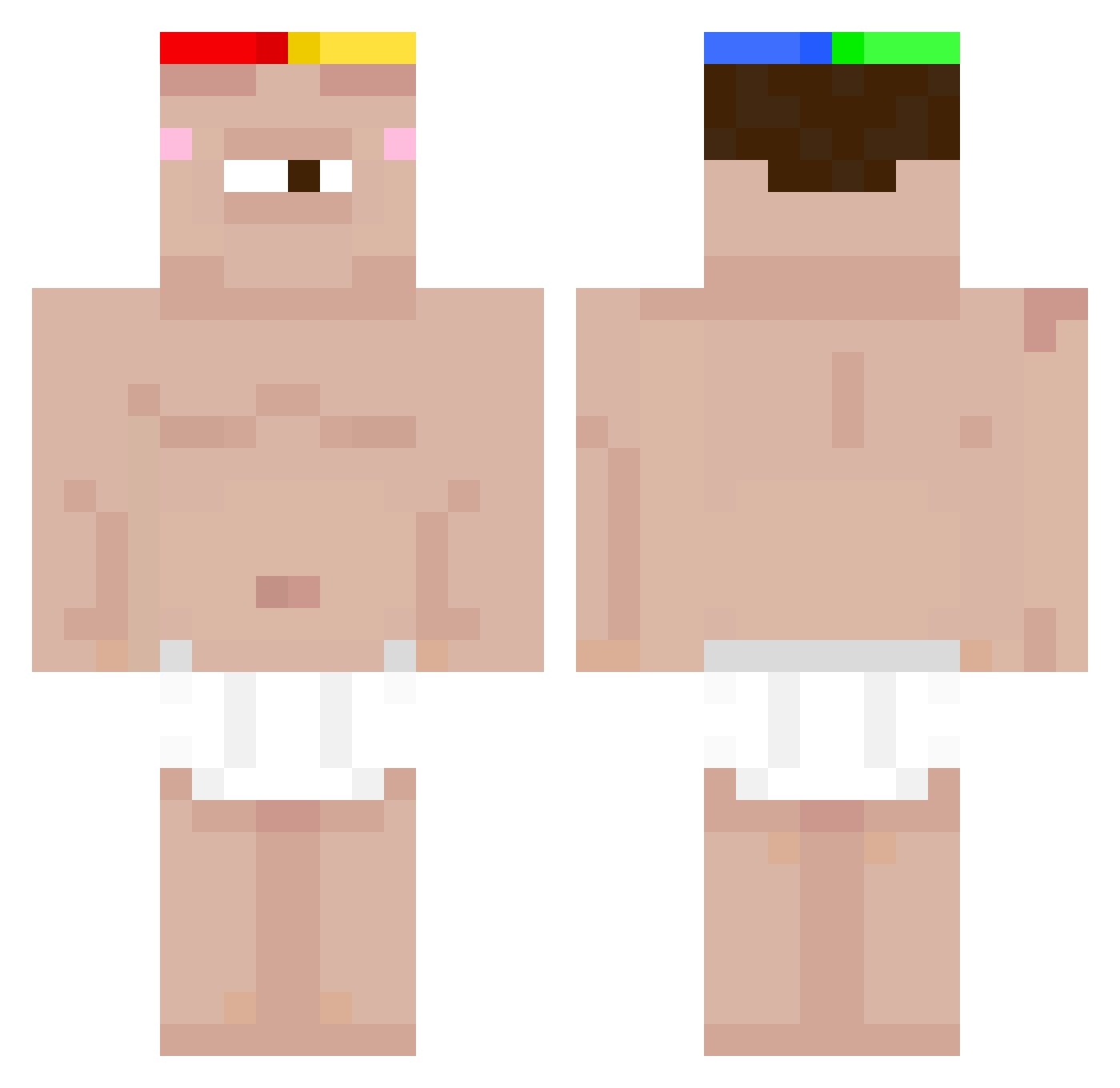 Pugliness Minecraft skin, front and back view
