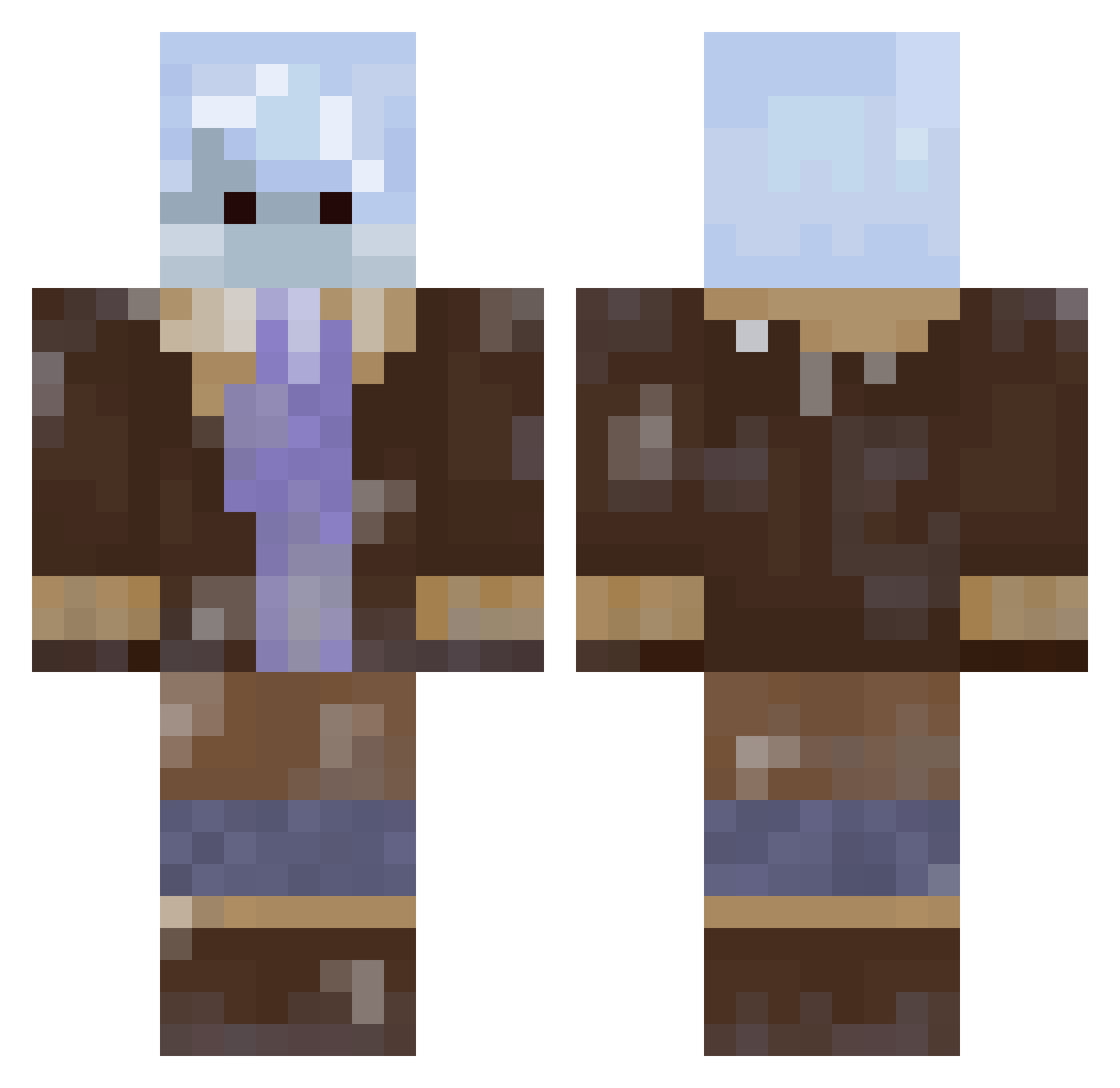 vexelixir Minecraft skin, front and back view
