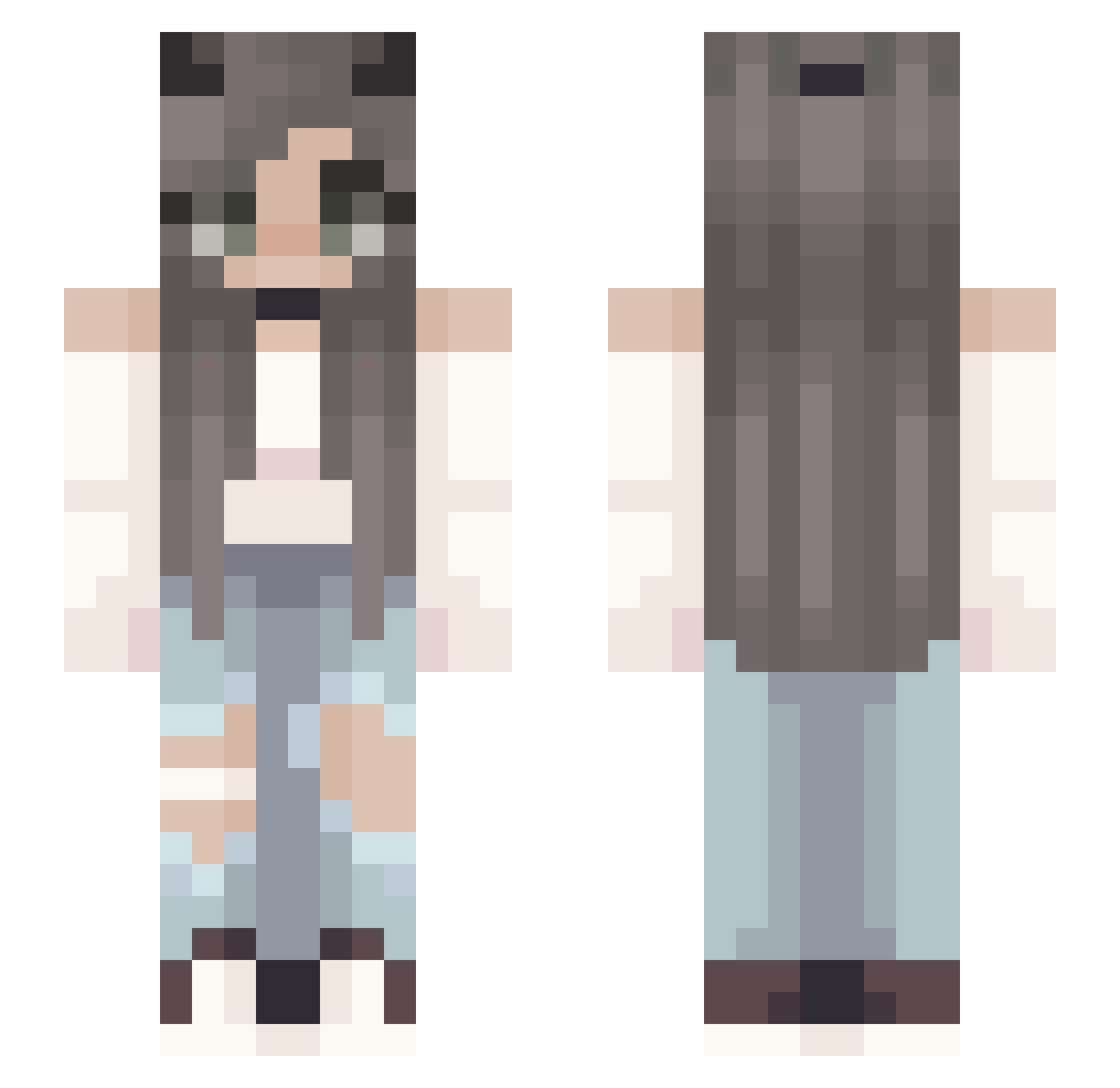 jinpro Minecraft skin, front and back view