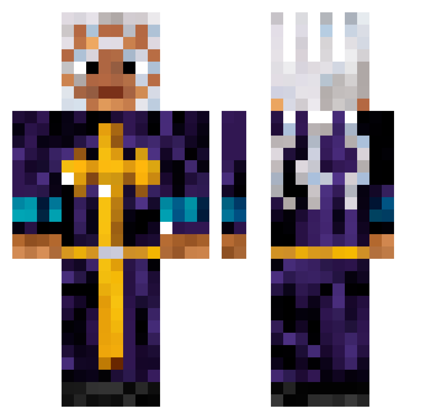 YBKZi Minecraft skin, front and back view