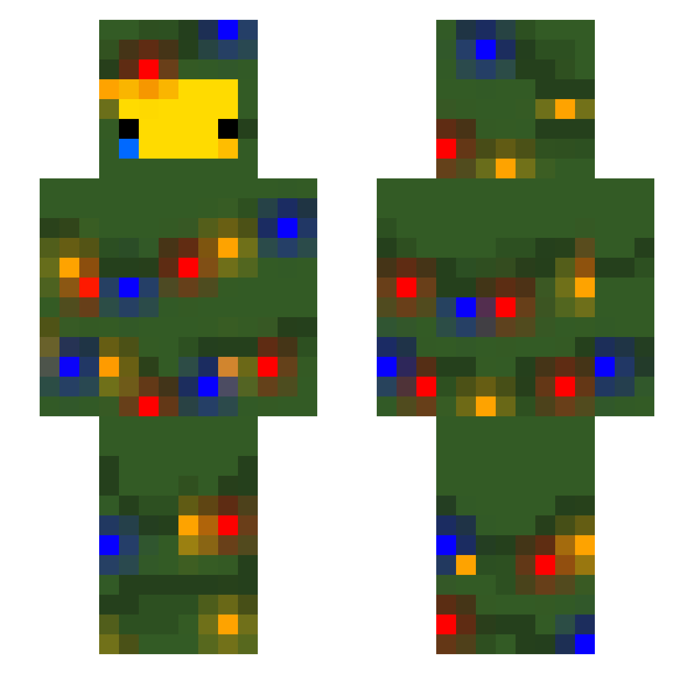 sunframe Minecraft skin, front and back view