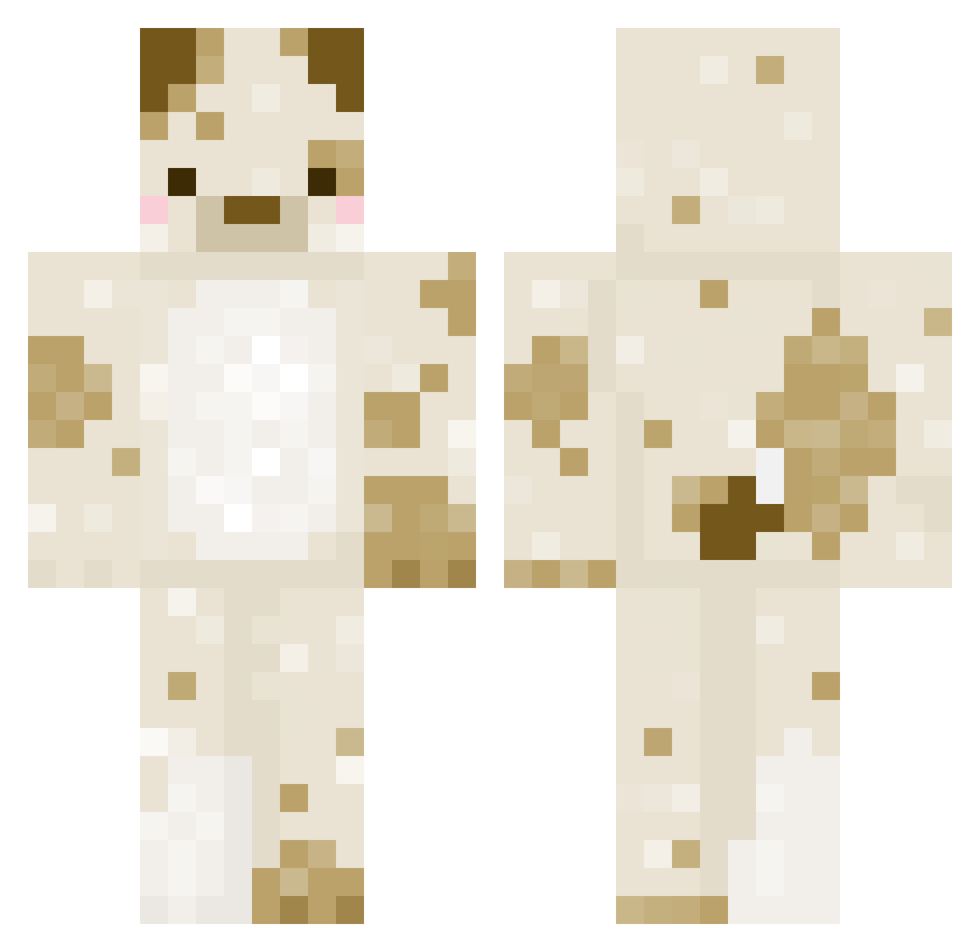 IamFloffs Minecraft skin, front and back view