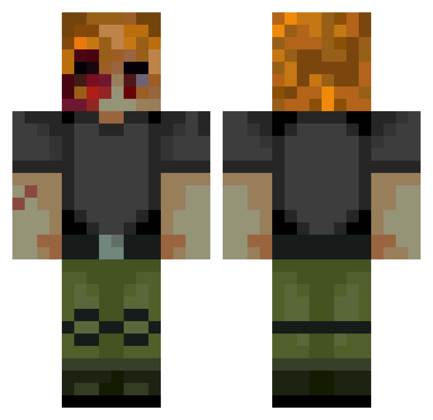 OzzyGR Minecraft skin, front and back view