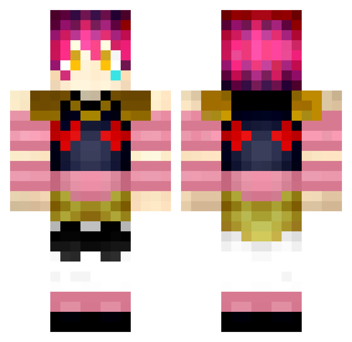 Scrynelf Minecraft skin, front and back view