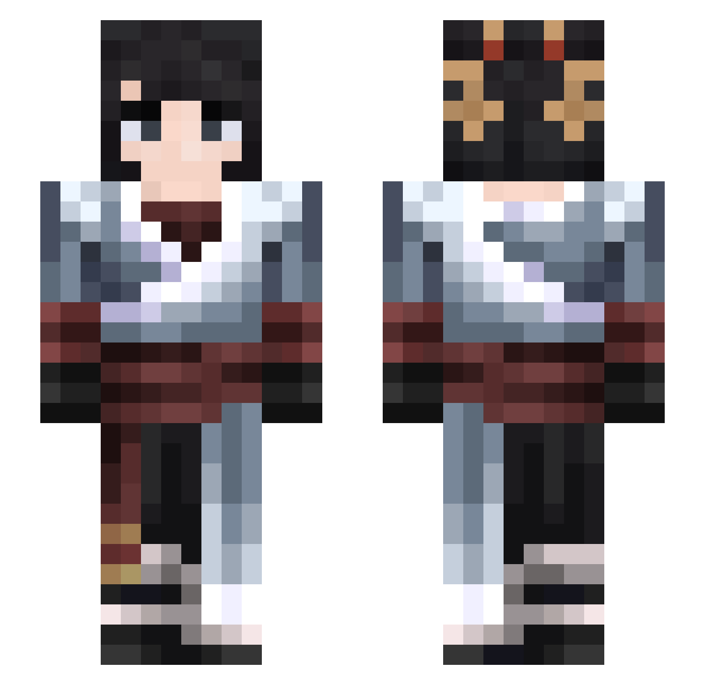 Mulnaarian Minecraft skin, front and back view