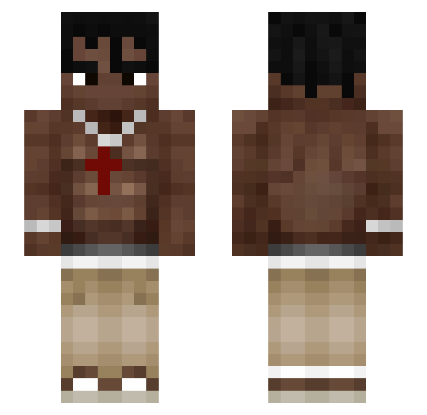 0srt Minecraft skin, front and back view